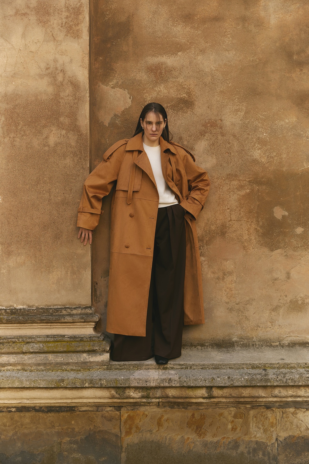 Premium Faux Suede Trench Coat