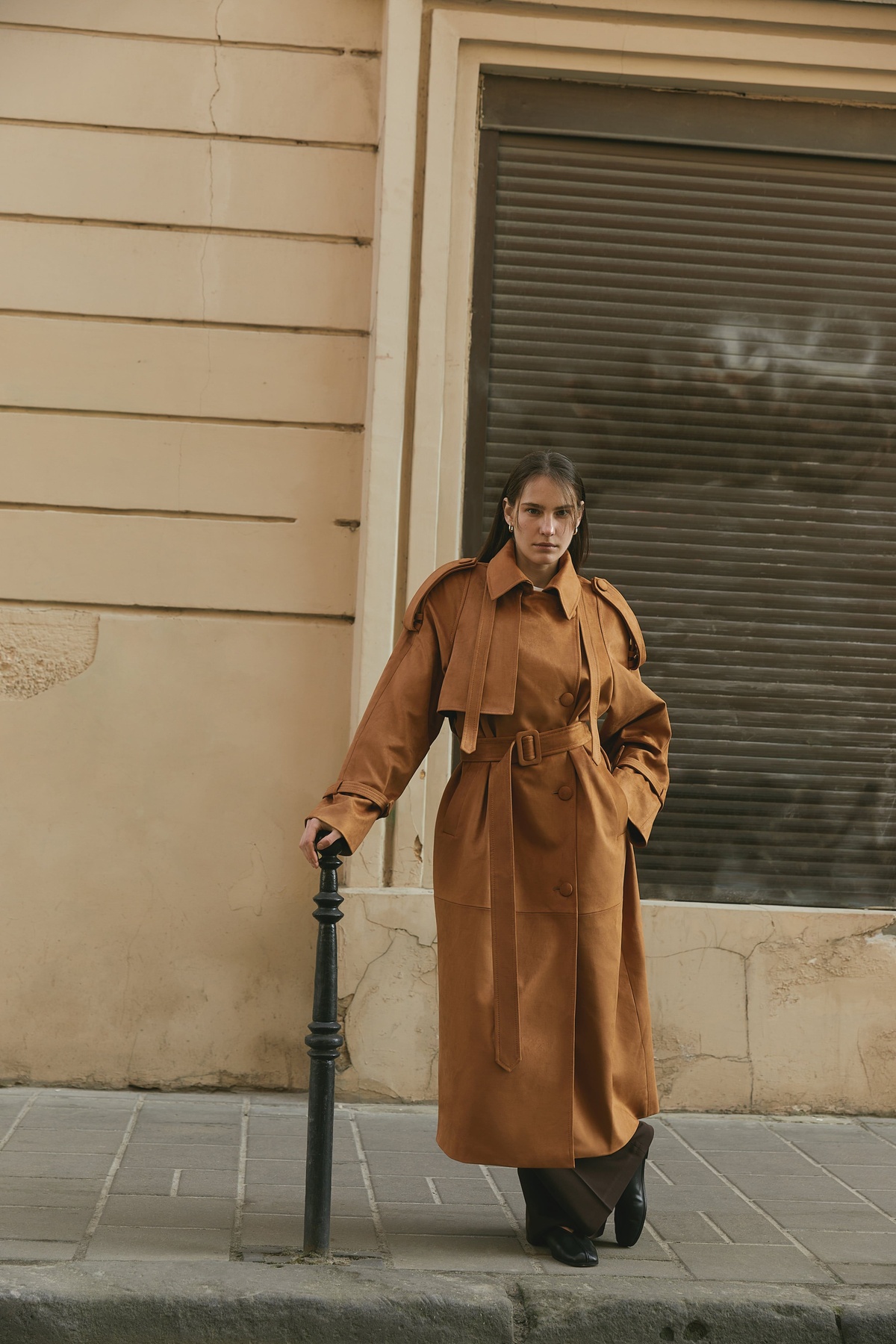 Premium Faux Suede Trench Coat