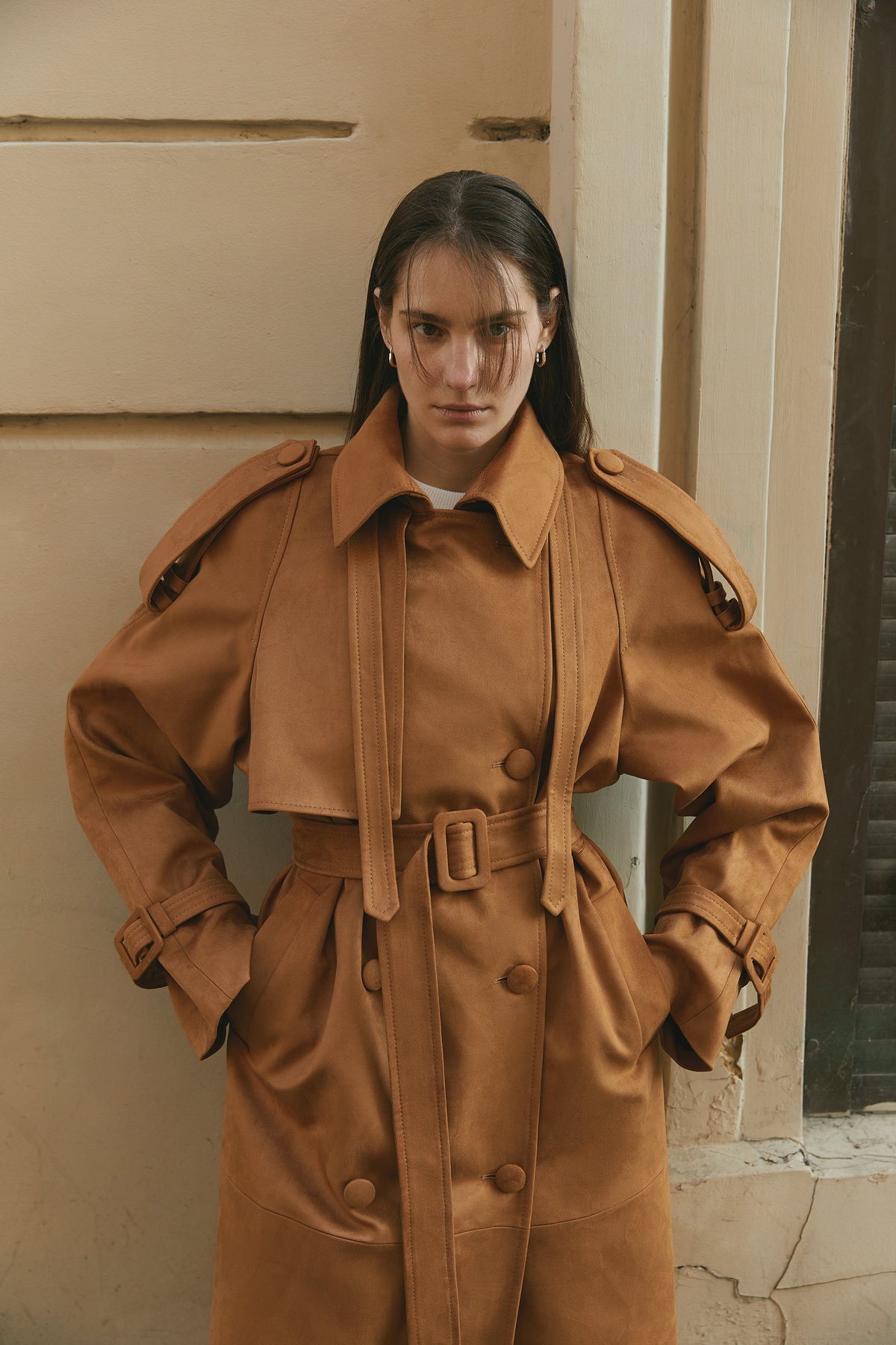Premium Faux Suede Trench Coat