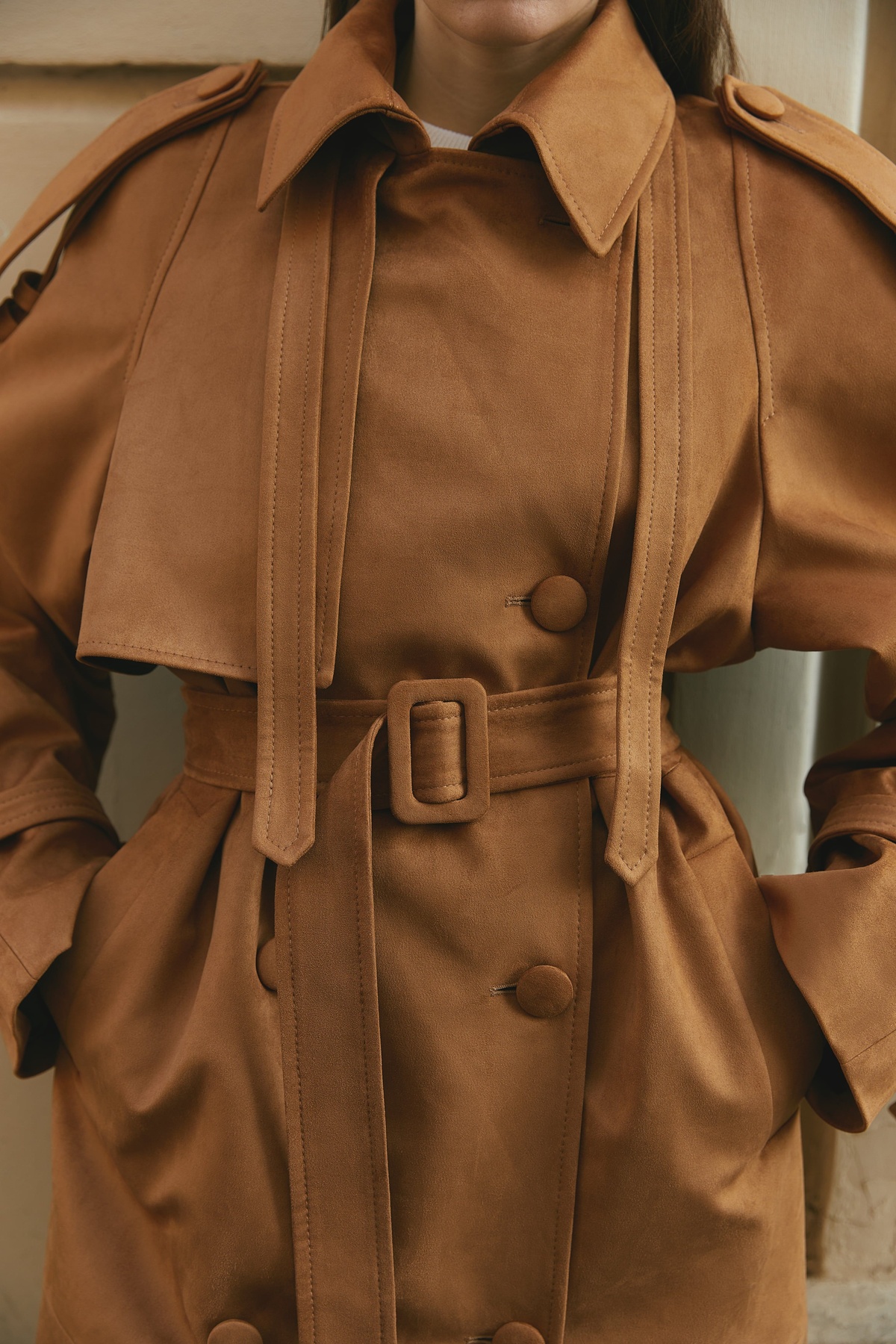 Premium Faux Suede Trench Coat