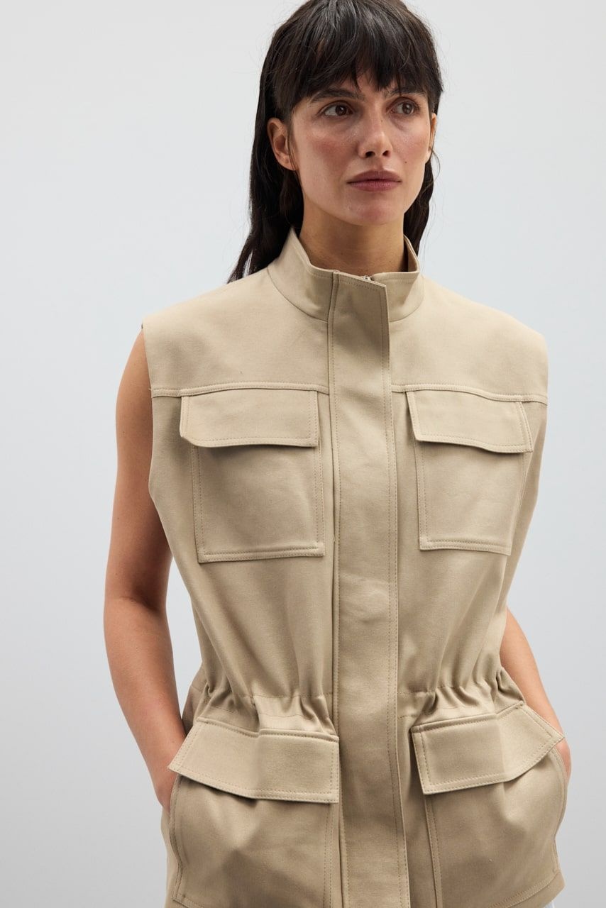 Cargo Vest with Stand-up Collar