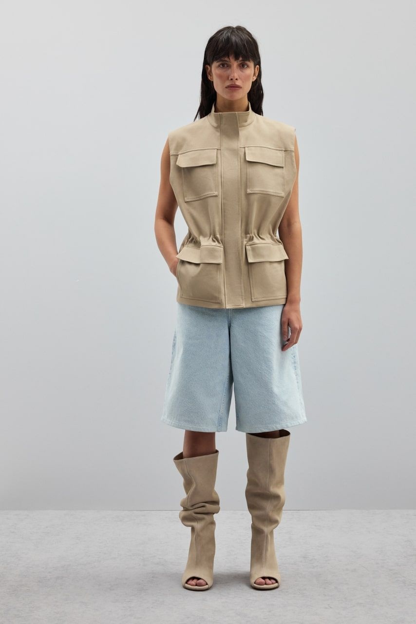 Cargo Vest with Stand-up Collar