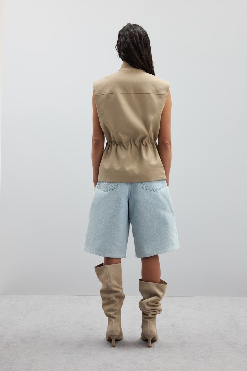 Cargo Vest with Stand-up Collar