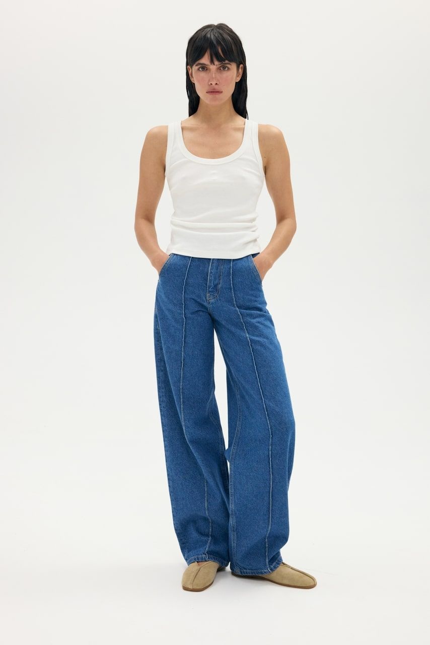 Straight Jeans with Accent Seams