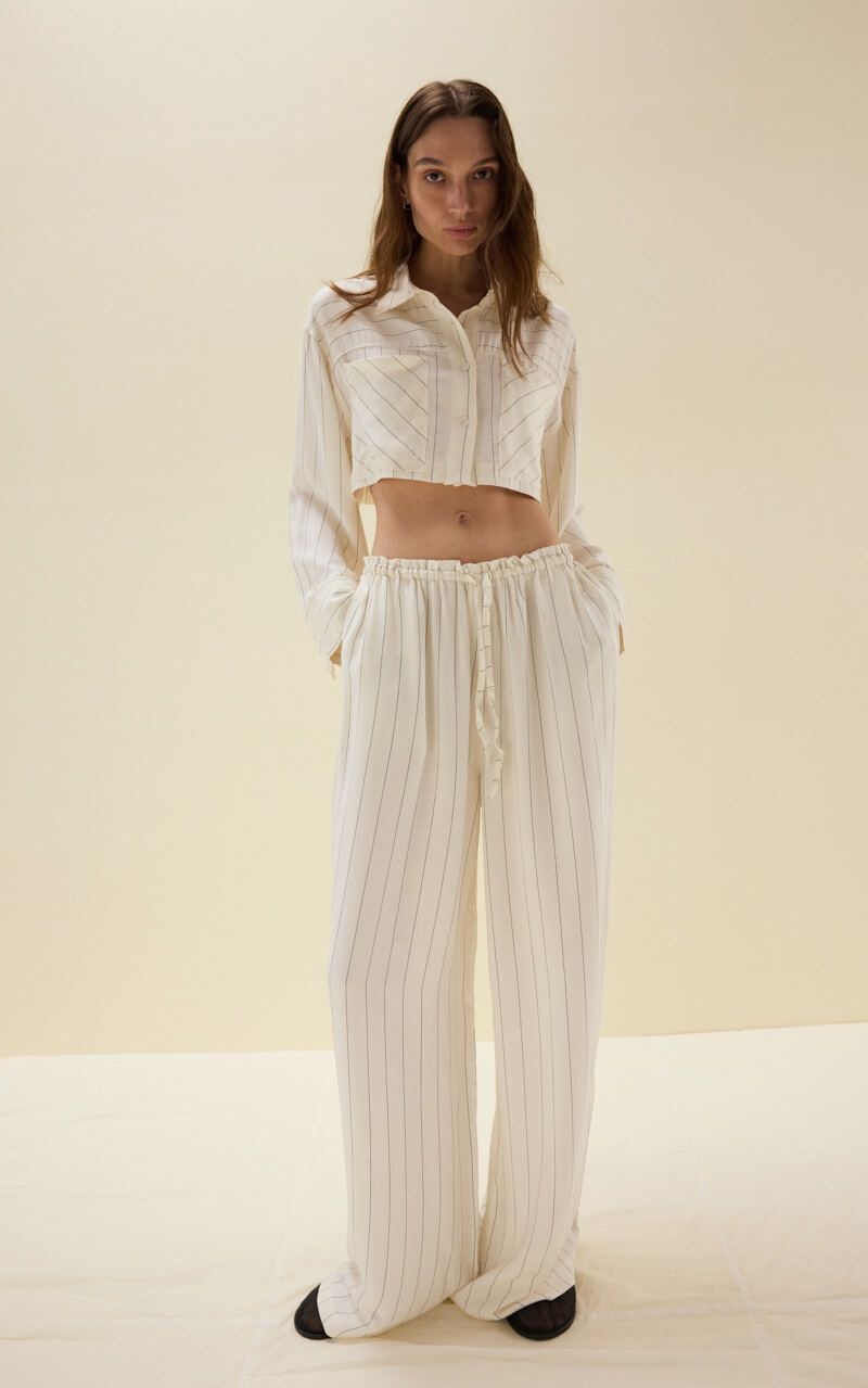 Striped Crop Viscose Shirt