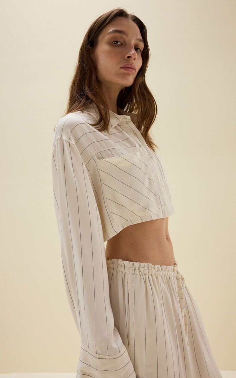 Striped Crop Viscose Shirt