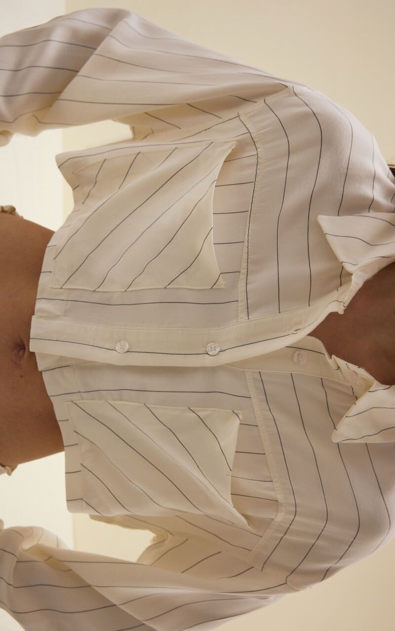 Striped Crop Viscose Shirt