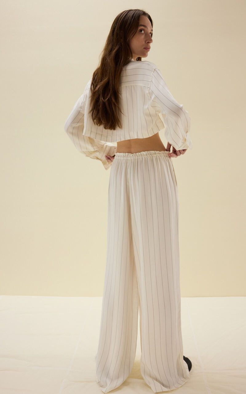 Striped Crop Viscose Shirt
