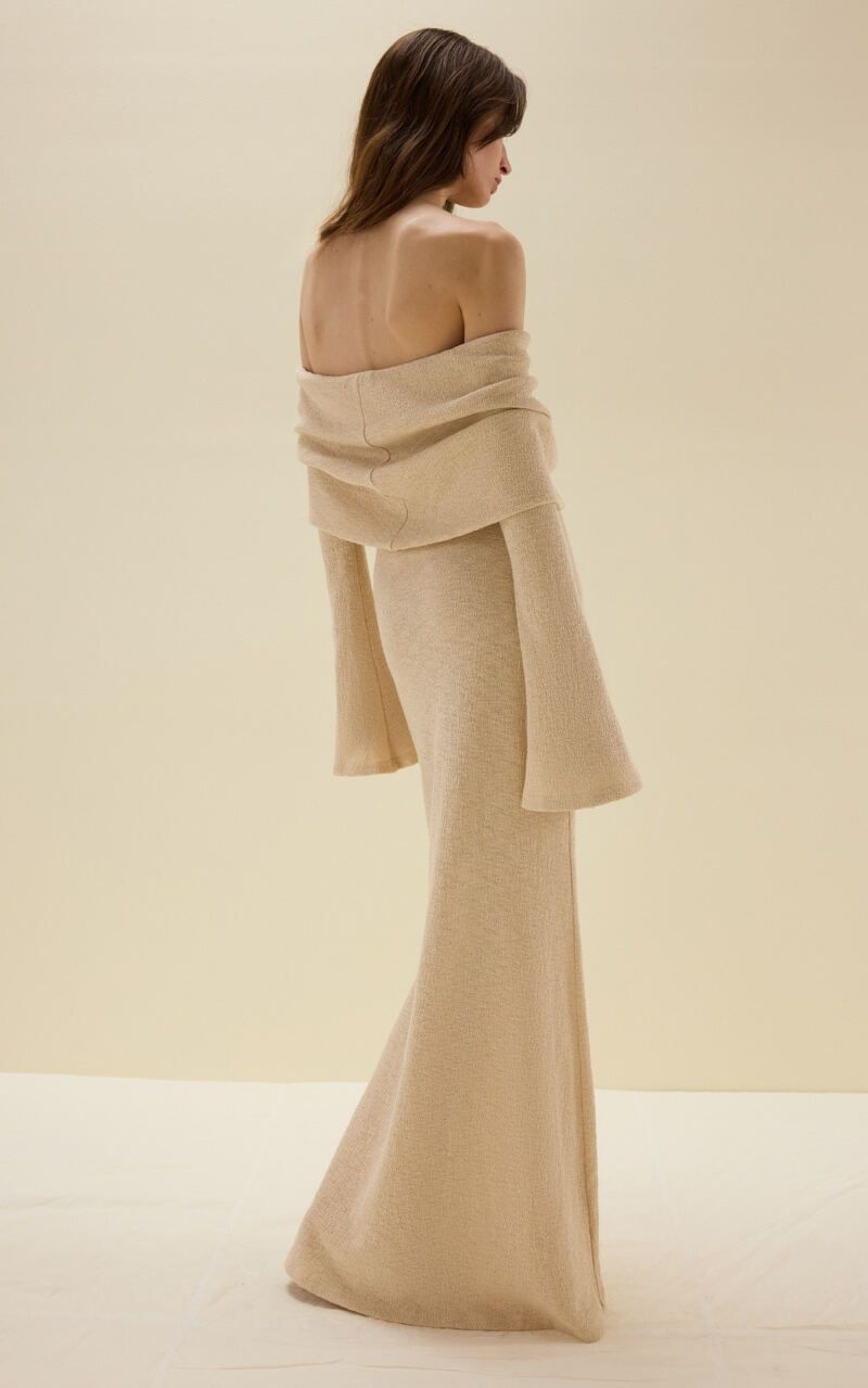 JOSEPHINE Premium Boucle Turn-Down Maxi Dress