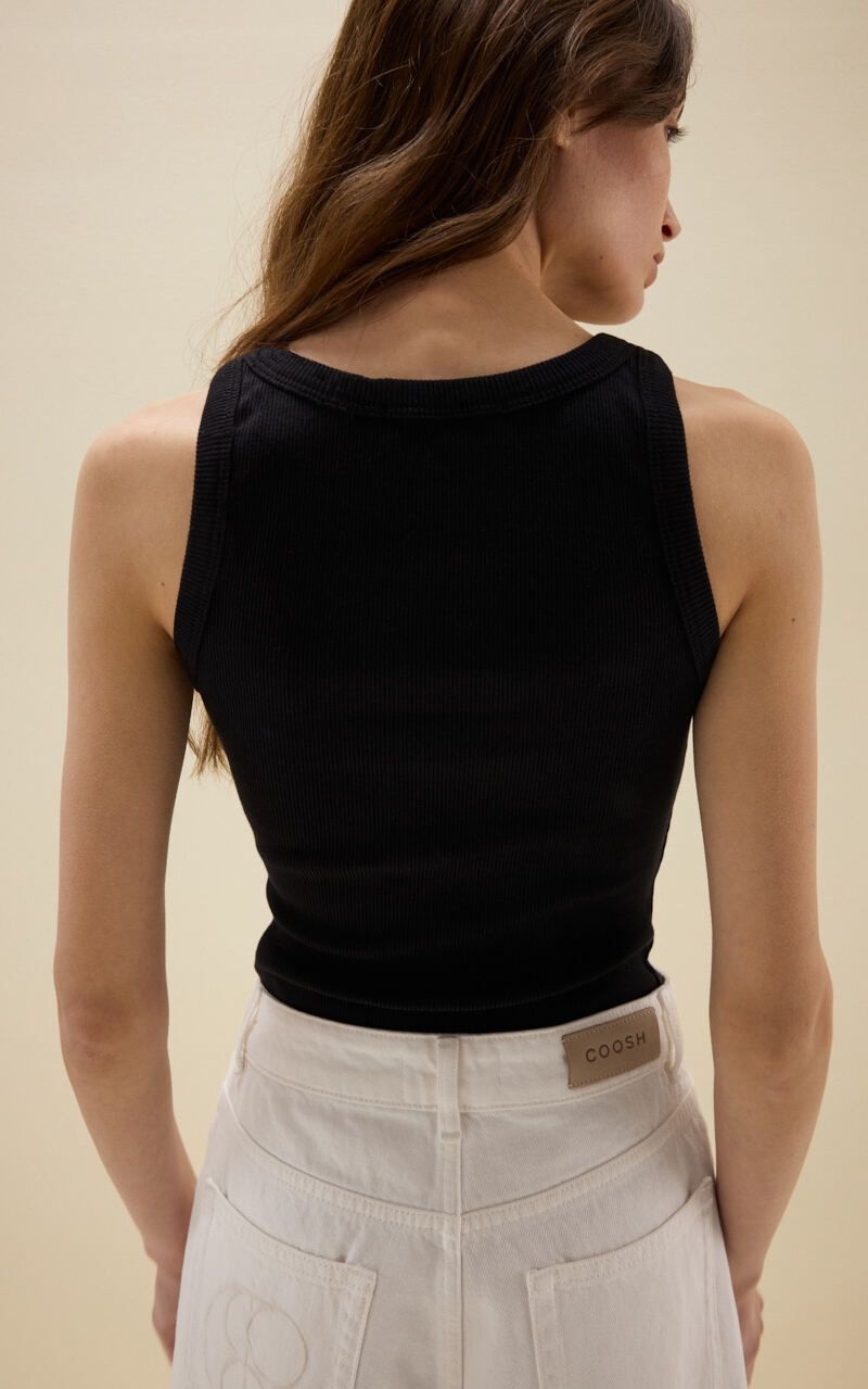 Ribbed Tank Top with Buttons
