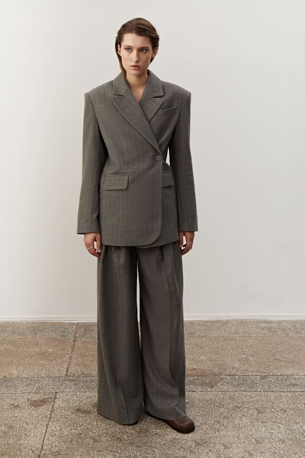 Striped Wool Transformer Blazer JIL