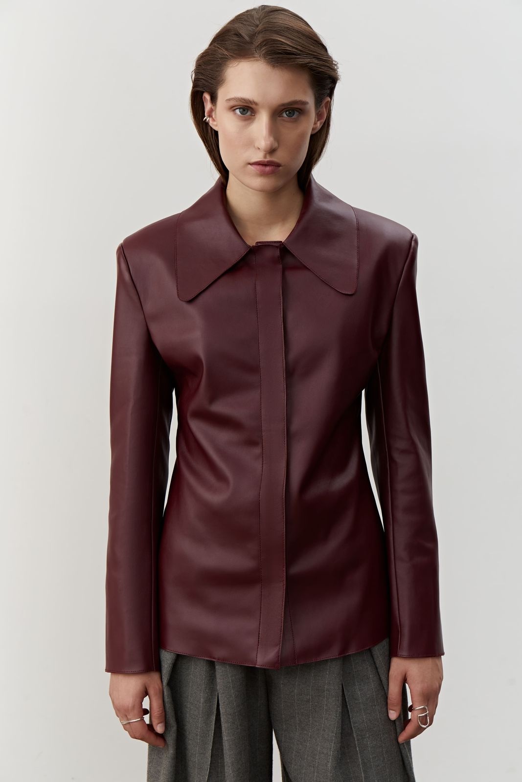 Silhouette Shirt SAGE in Smooth Leather