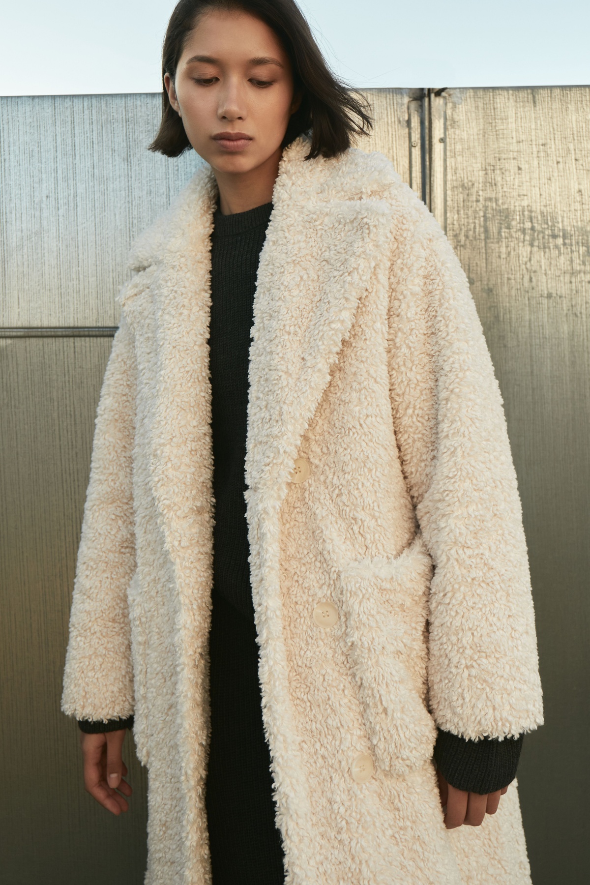 Faux Shearling Winter Wrap Coat