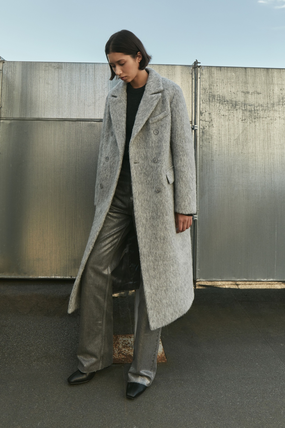 Double-Breasted Woolen Blend Coat