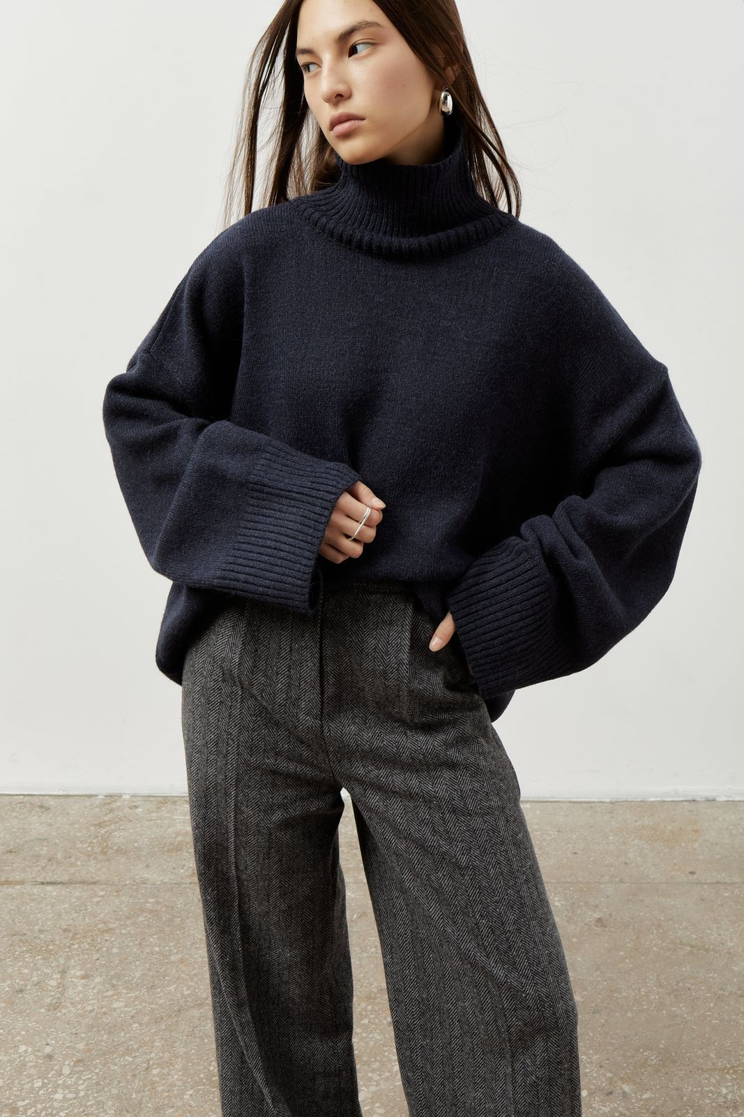 Wool Blend Turtleneck Oversize Sweater