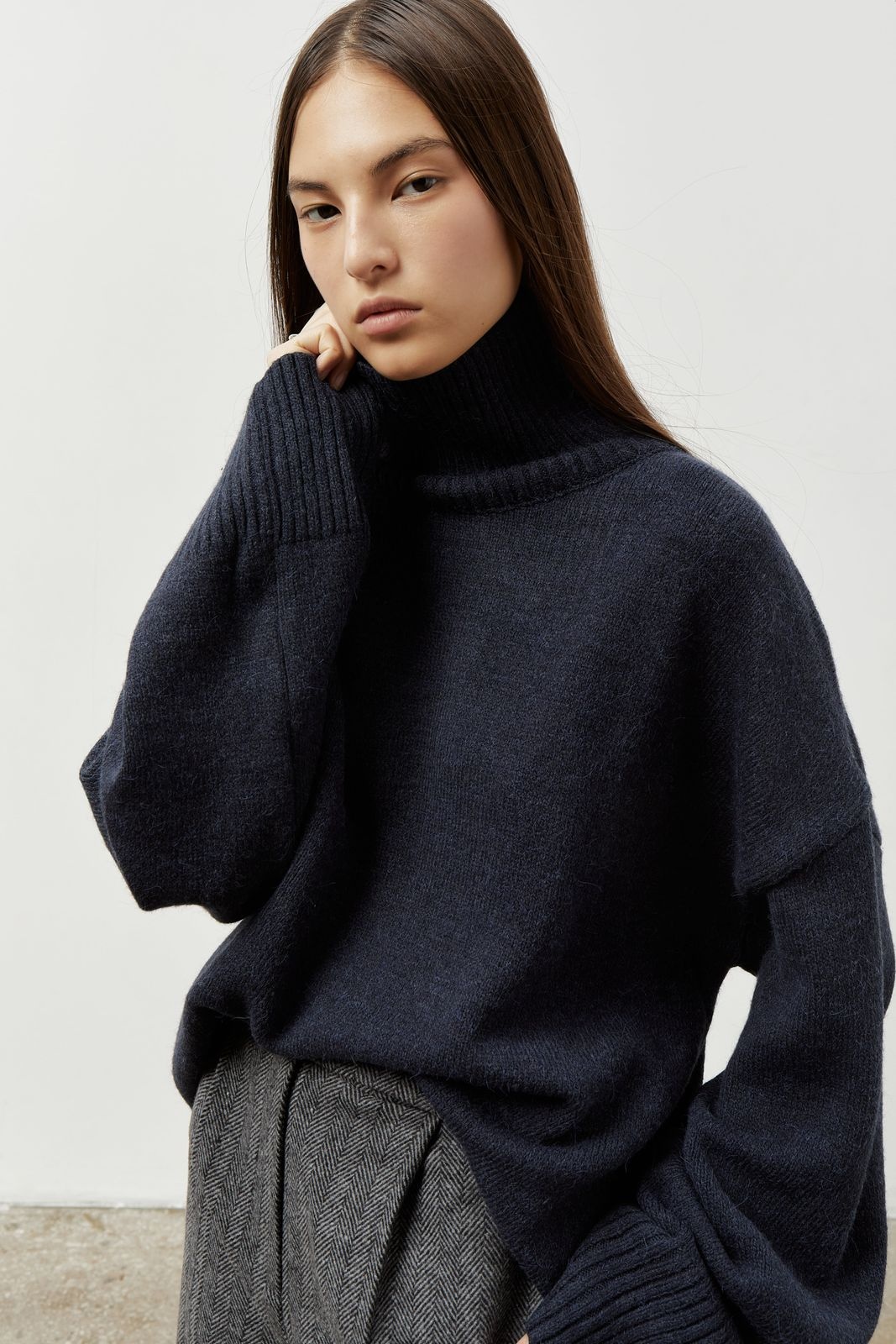 Wool Blend Turtleneck Oversize Sweater