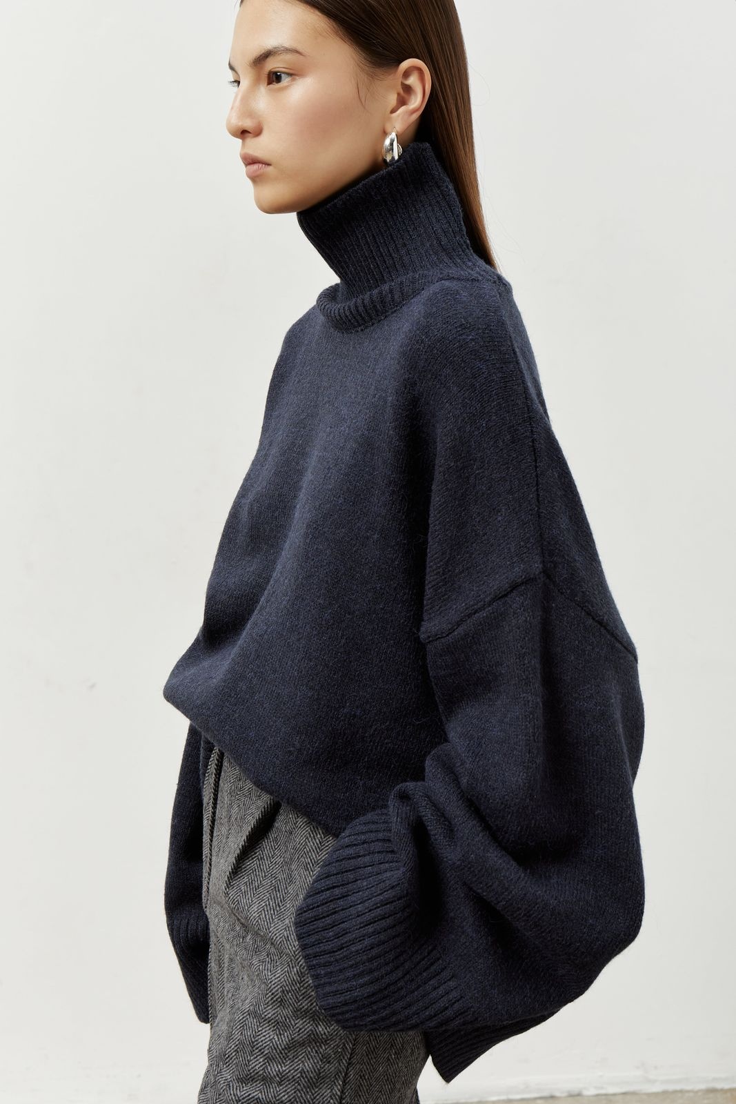 Wool Blend Turtleneck Oversize Sweater