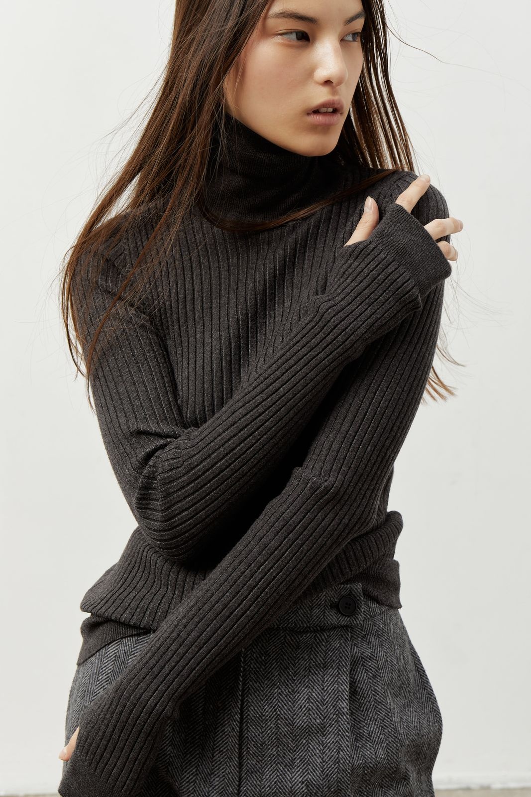 Turtleneck with Finger Cutout