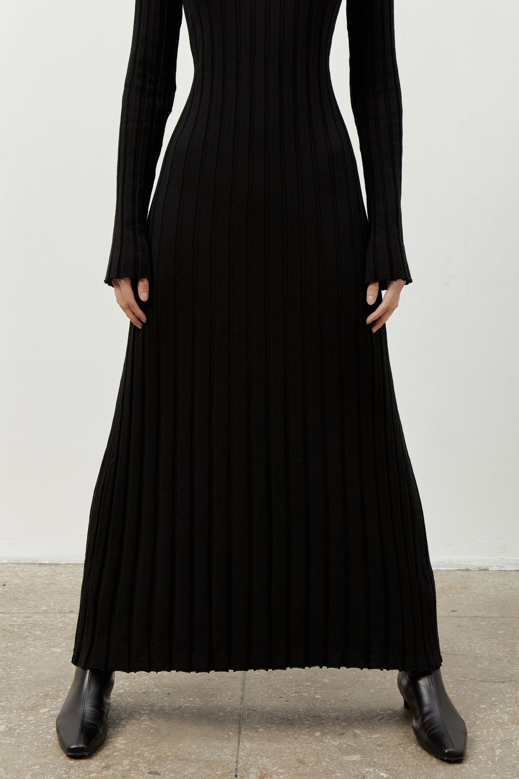 Ribbed Maxi Dress with Tie Belt