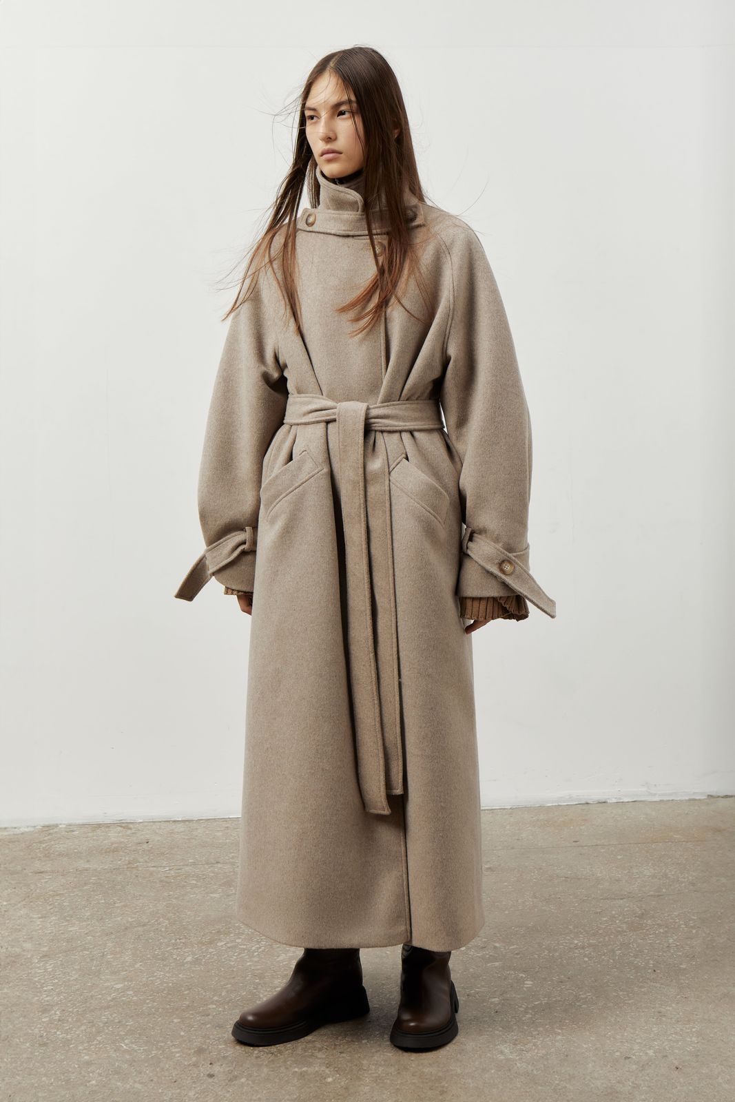 Wool Coat MARGOT with Tie Belt