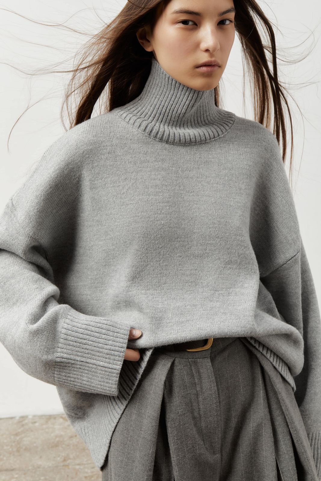 Wool Blend Turtleneck Oversize Sweater