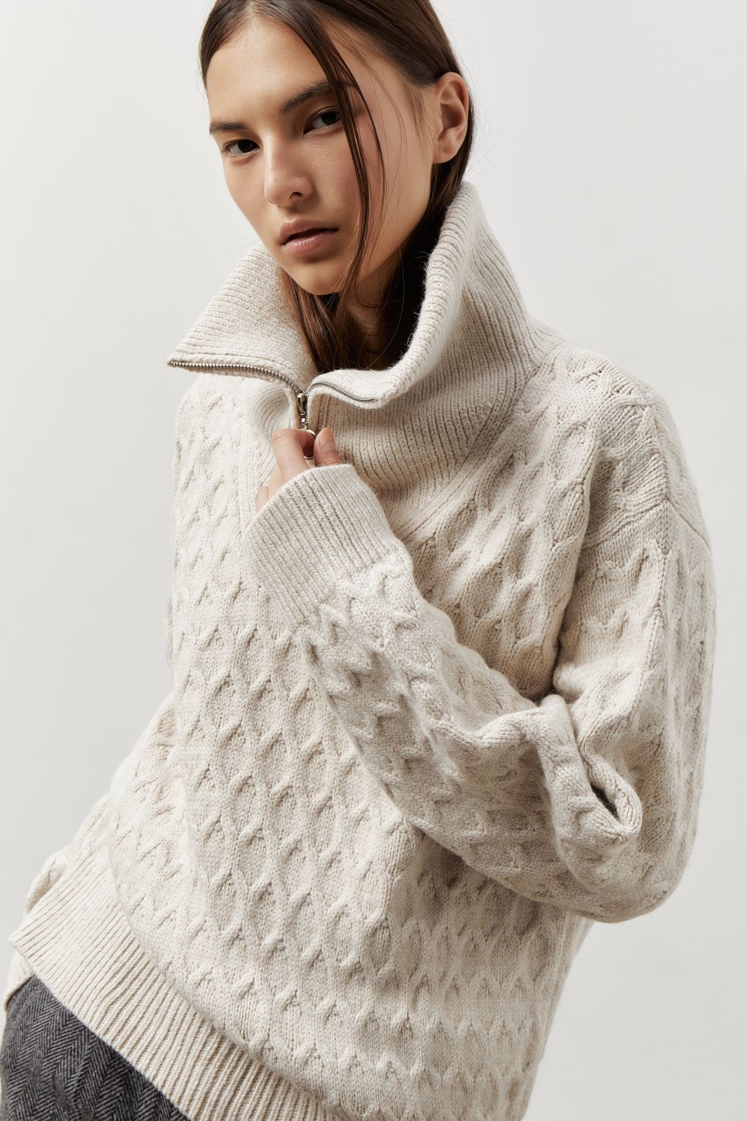 Textured Knit EMBER Sweater with Zip
