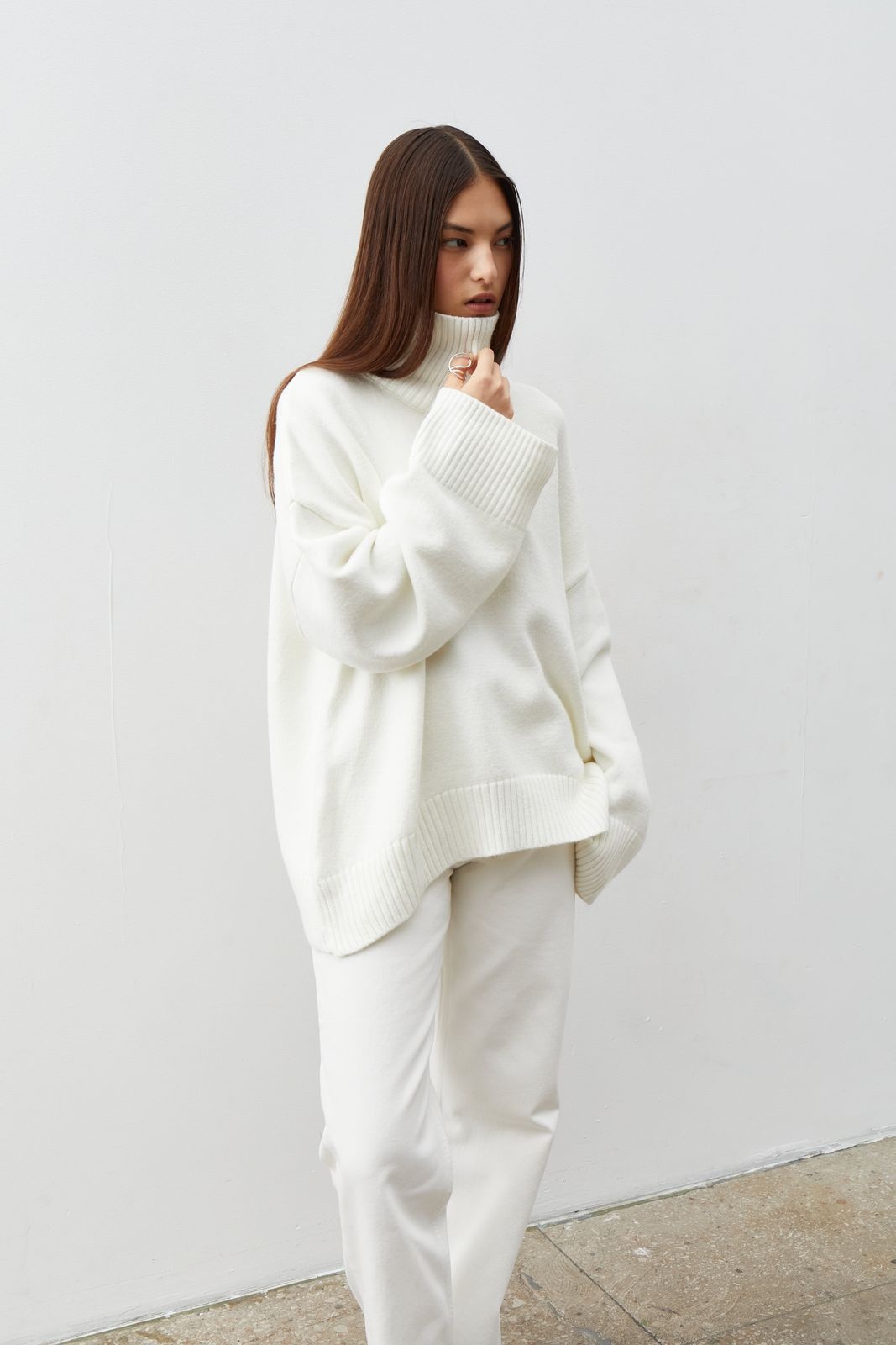 Wool Blend Turtleneck Oversize Sweater