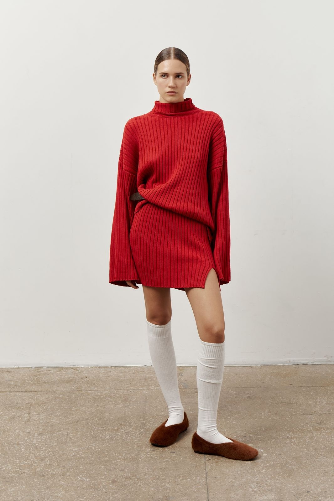 Knitted Matching Set with Sweater and Mini Skirt