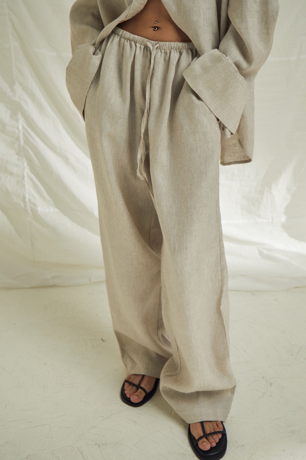 Elastic Waist Hemp Pants