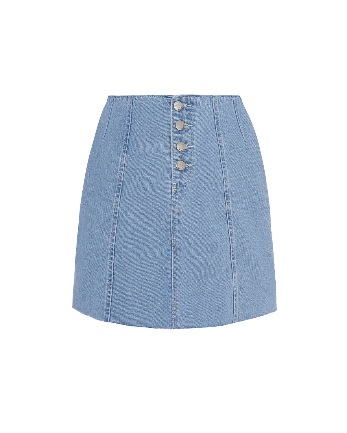 Denim Mini Skirt with Unfinished Hem