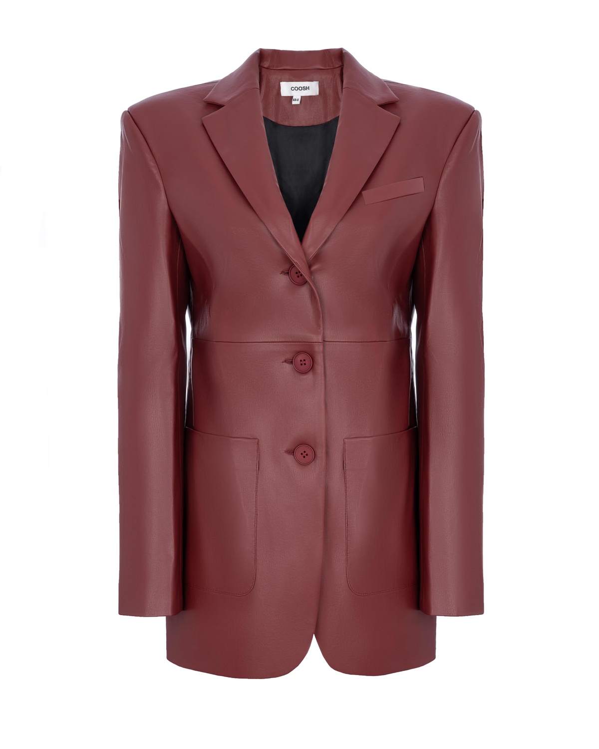 Single-Breasted Faux Leather Blazer
