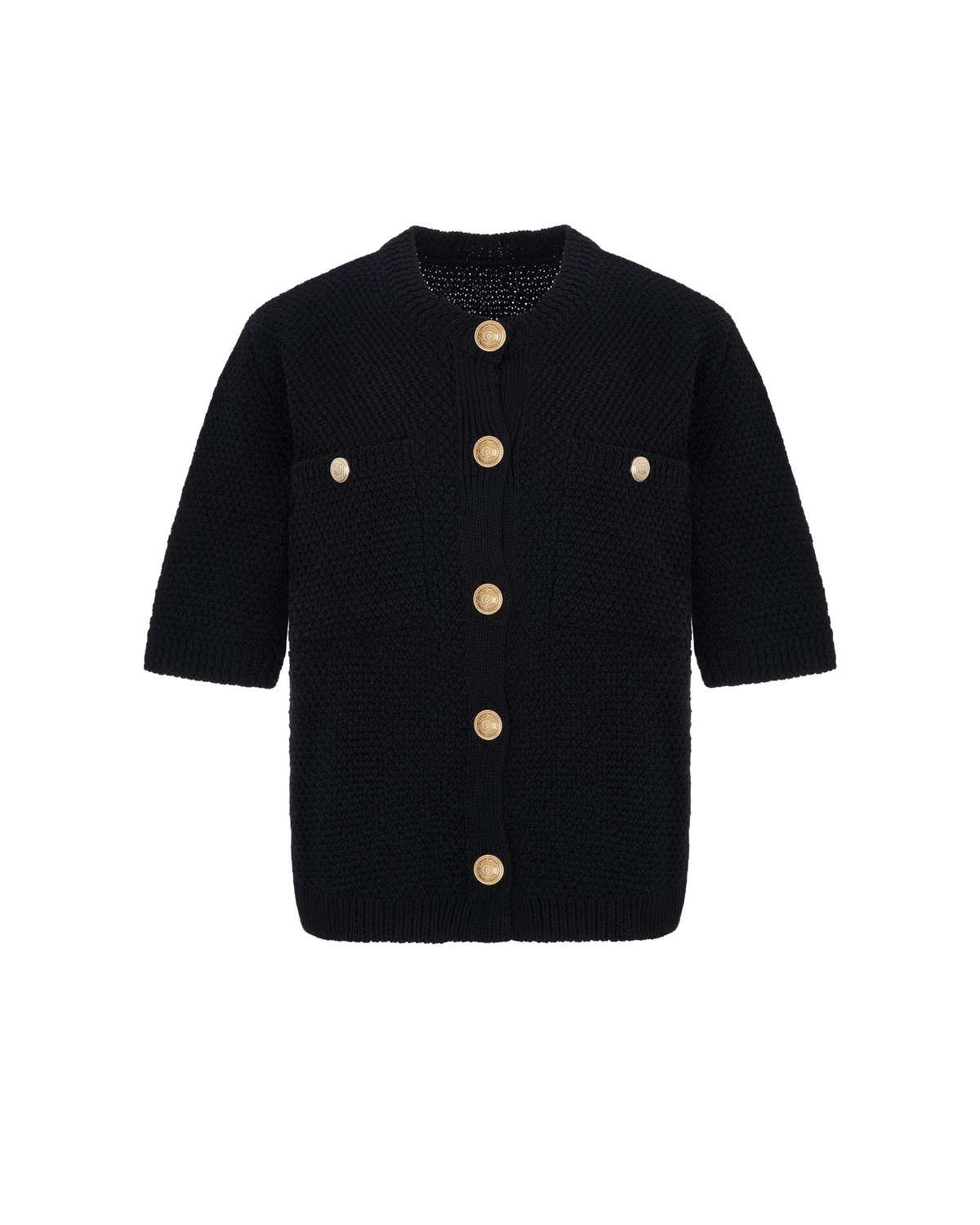 Textured Short-Sleeve Cardigan