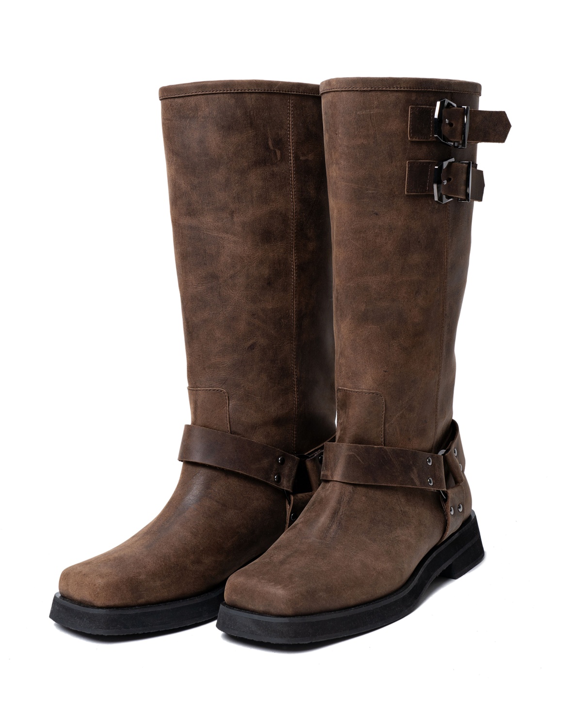 Vintage Leather Biker Boots
