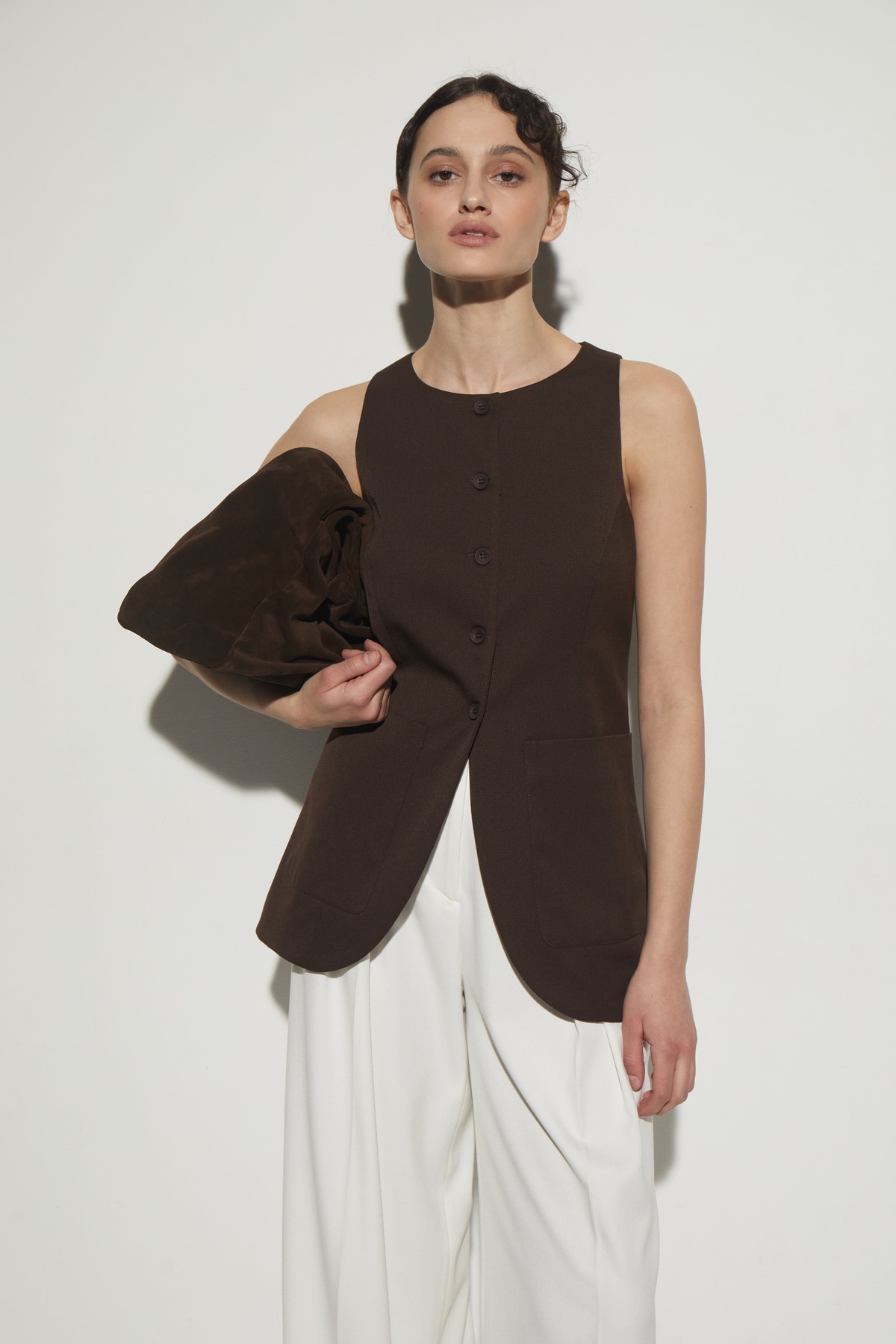 High Neck Vest with Button Closures