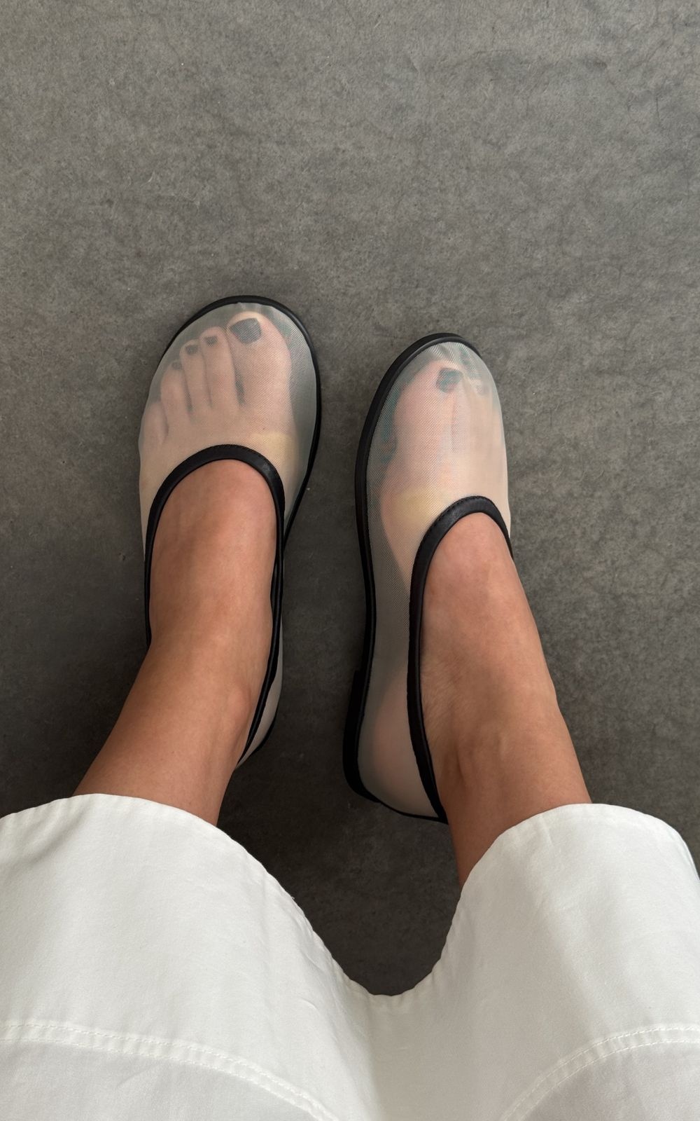 Round Toe Translucent Mesh Ballet Flats