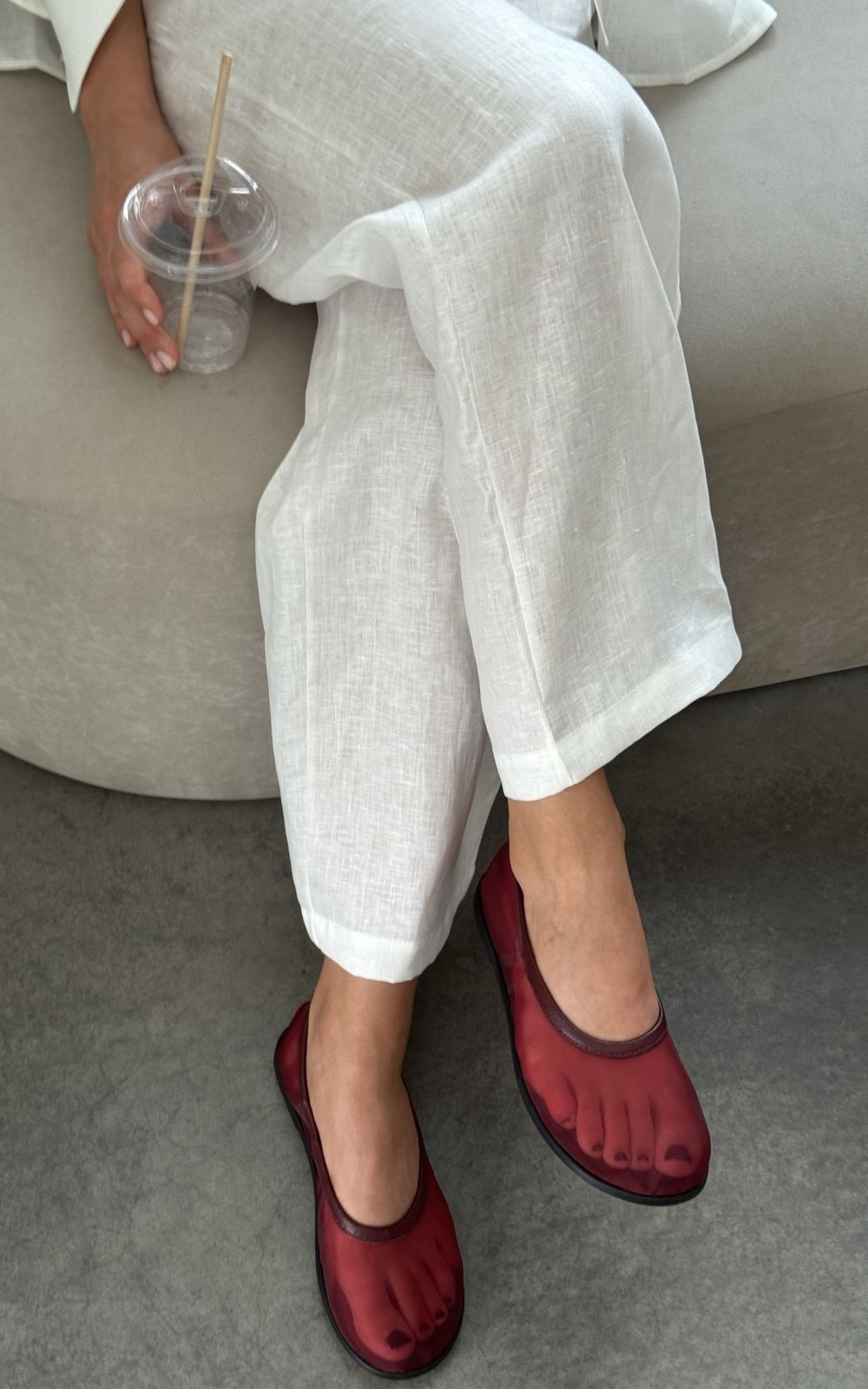 Round Toe Translucent Mesh Ballet Flats