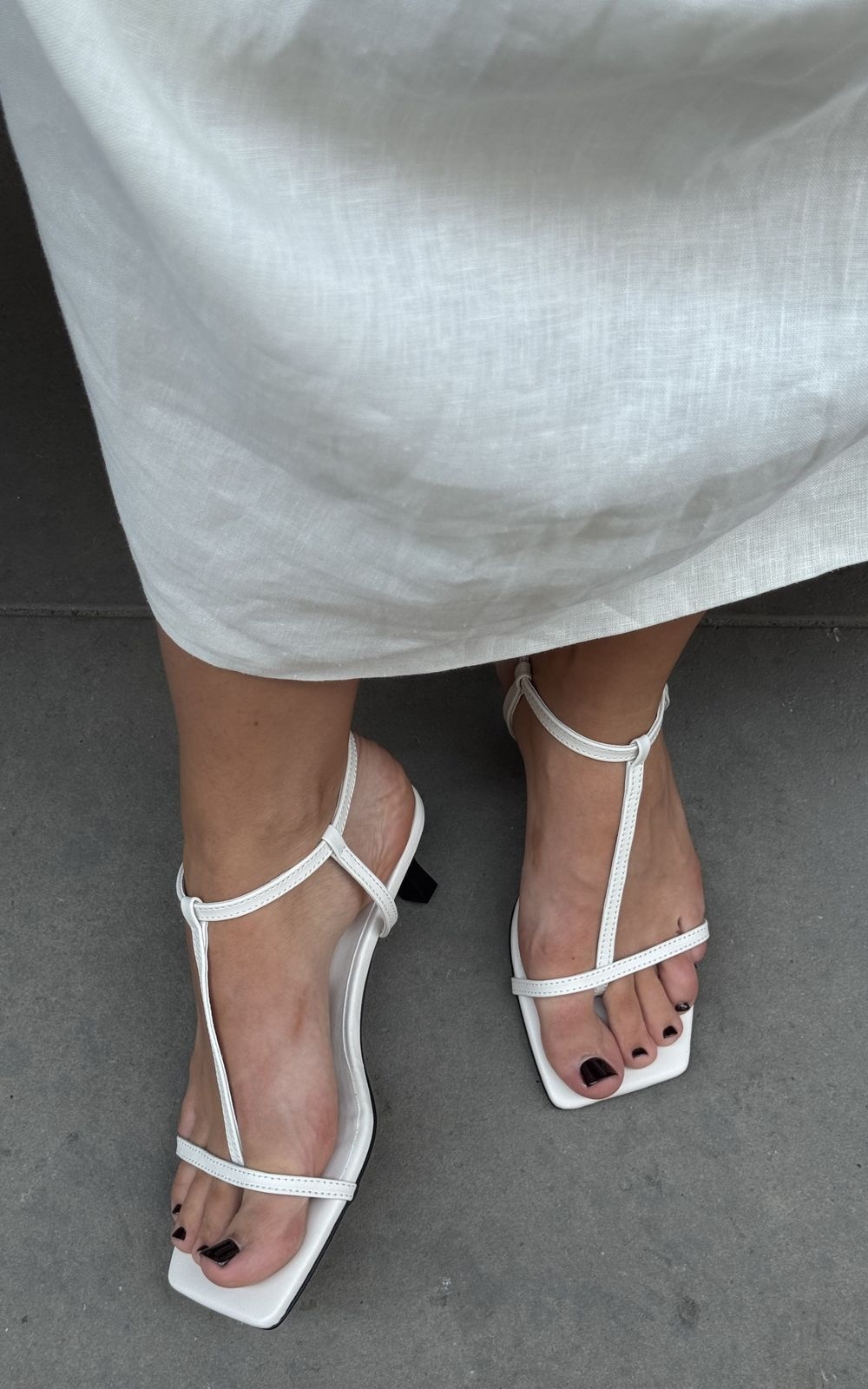 Leather Heeled Sandals with Thin Straps