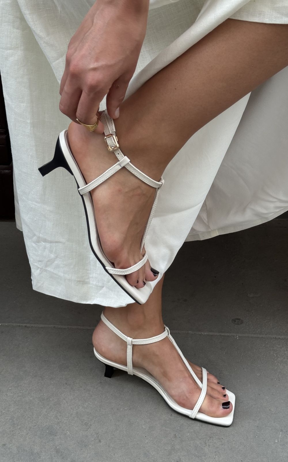 Leather Heeled Sandals with Thin Straps