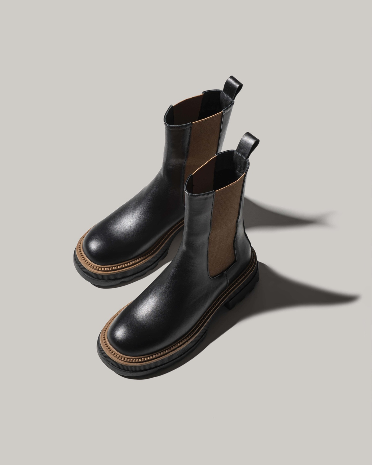 Leather Chelsea Boots with Brown Insert