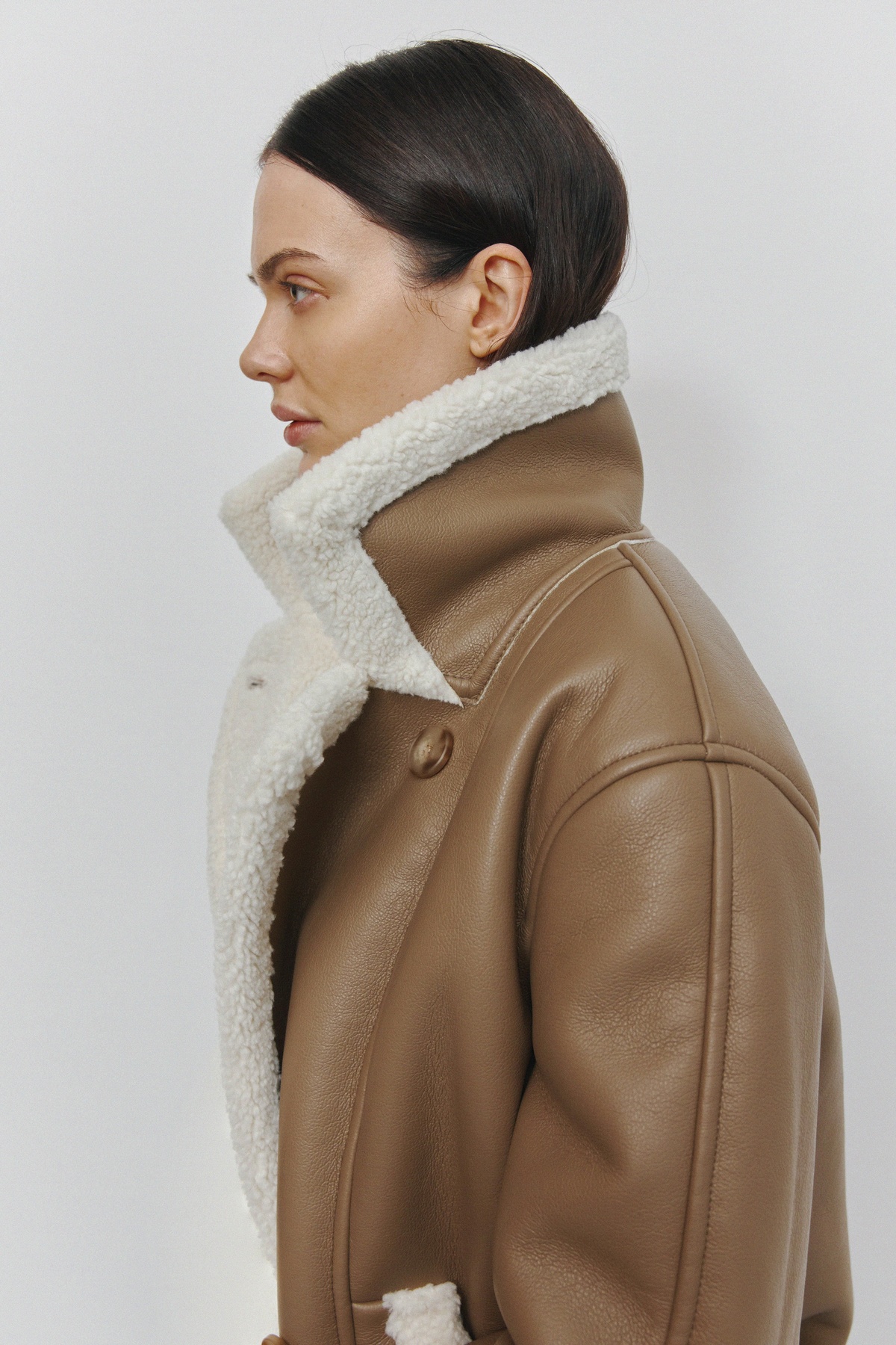 Faux Leather Shearling Coat