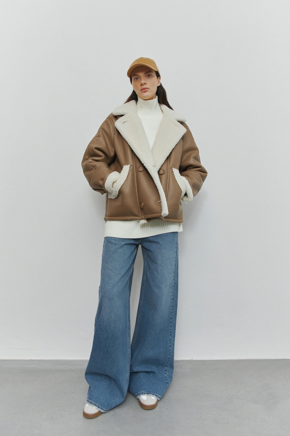 Faux Leather Shearling Coat