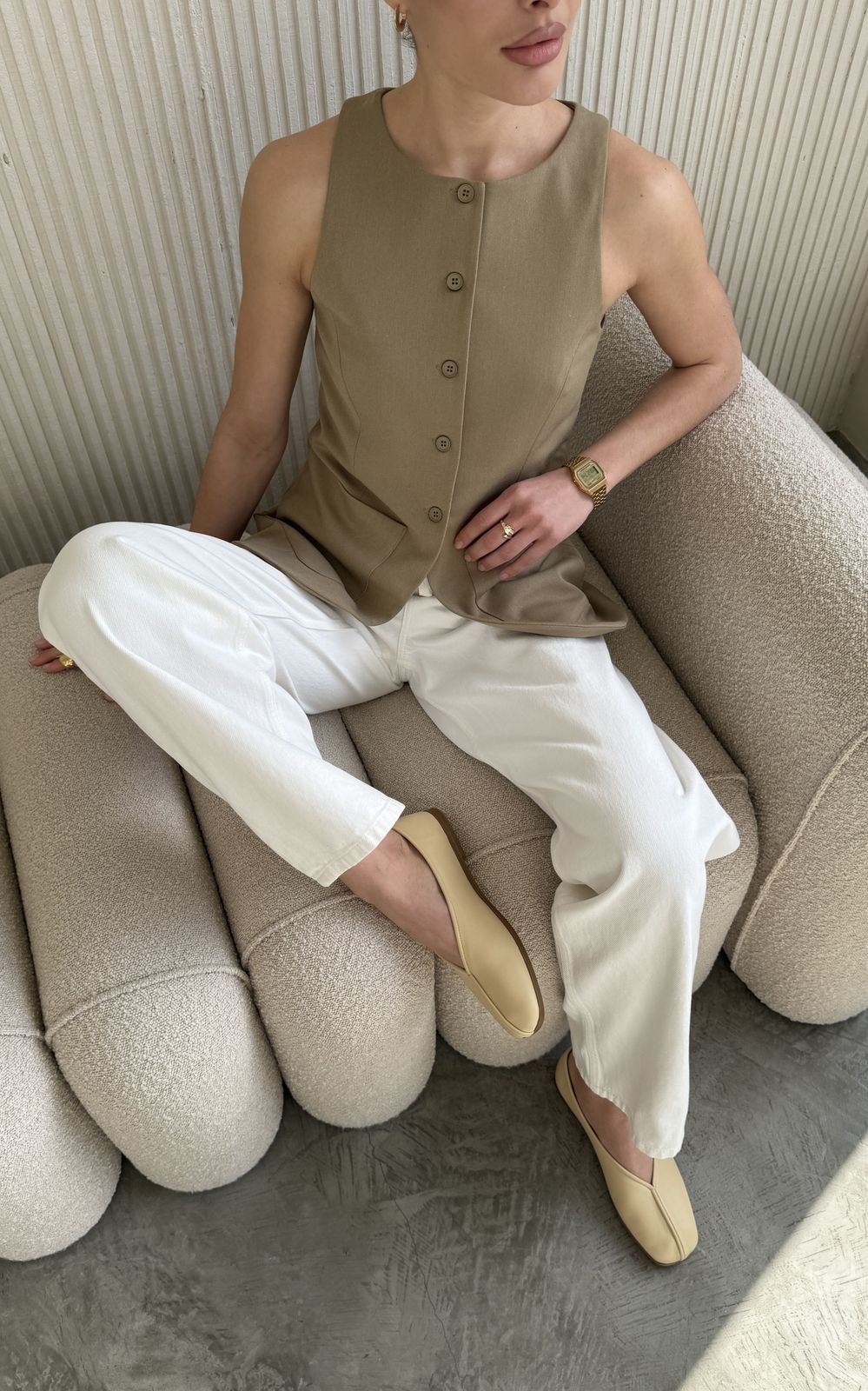 High Neck Vest with Button Closures