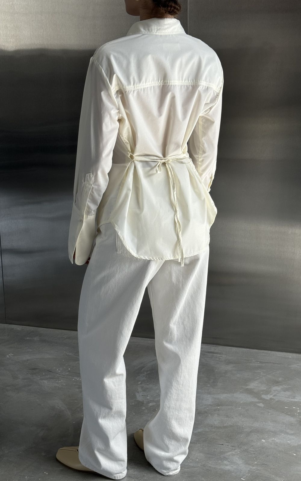 Fitted Shirt with Decorative Tie Belt