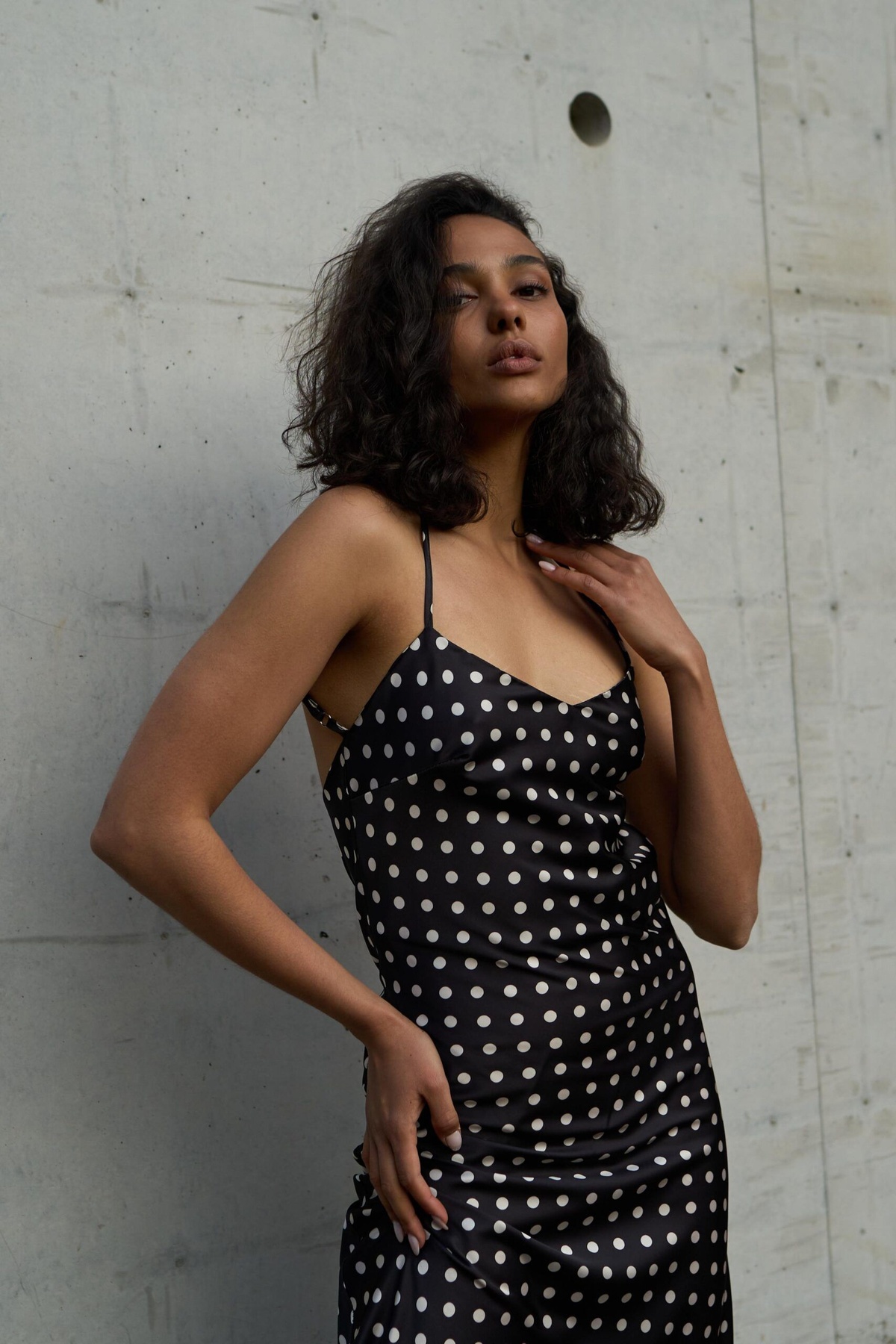 Polka Dot Satin Dress