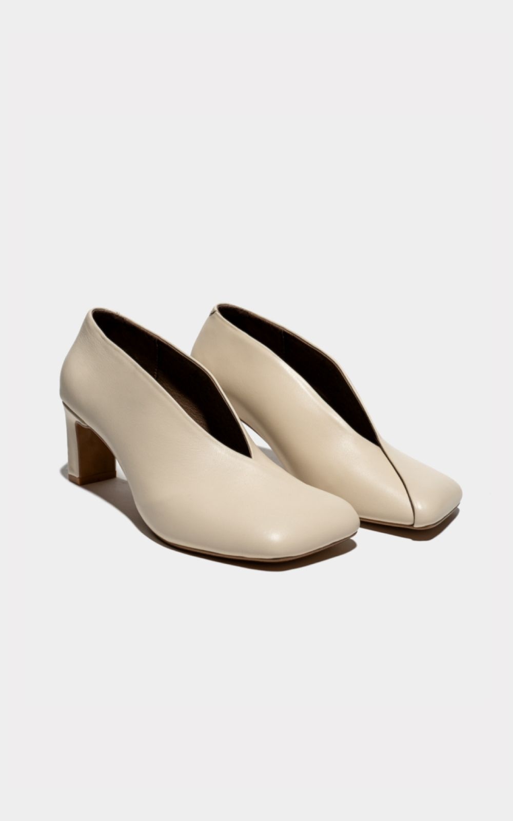 Square Toe Leather Shoes with Wide Heels