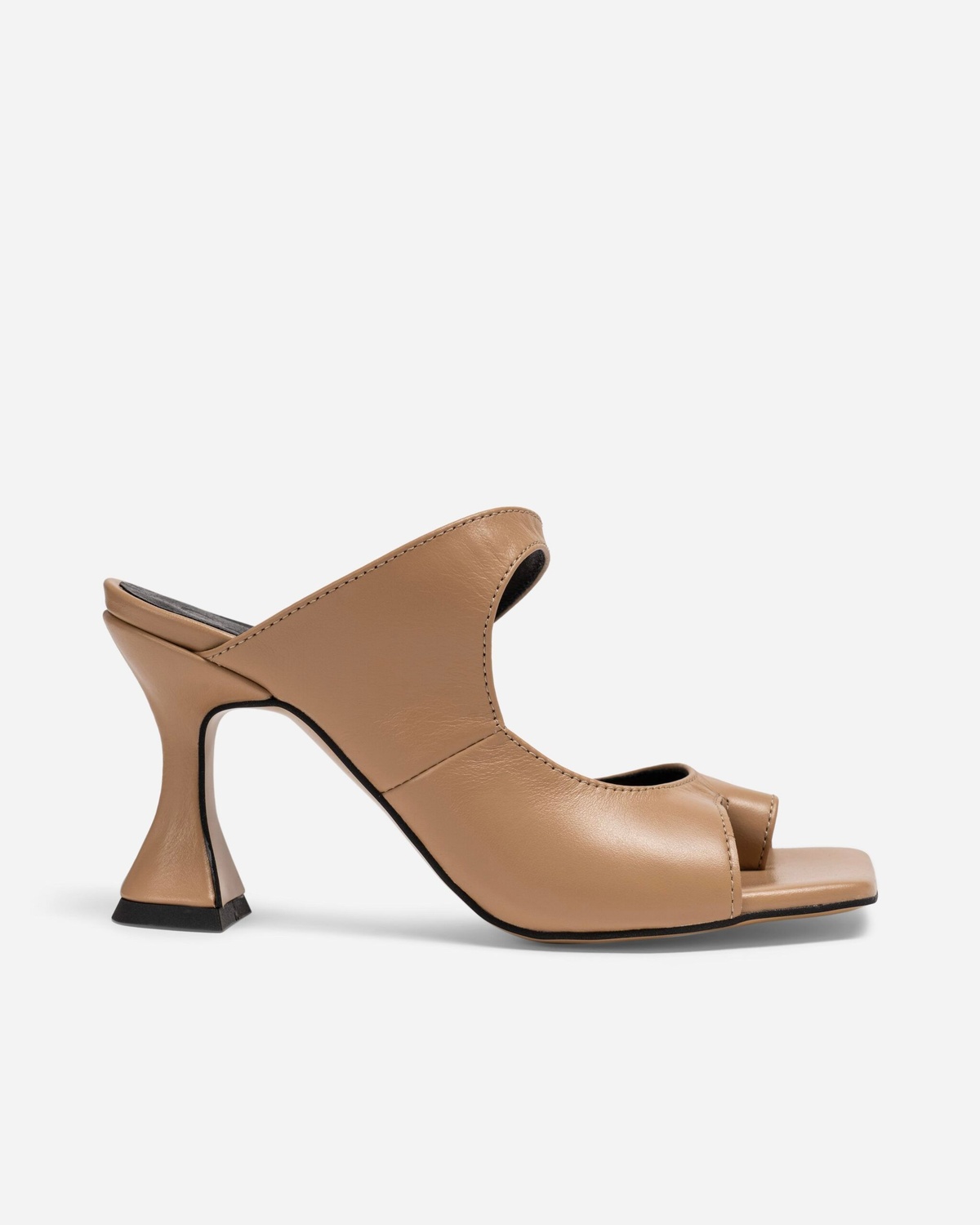 Sculptured Heel Leather Mules