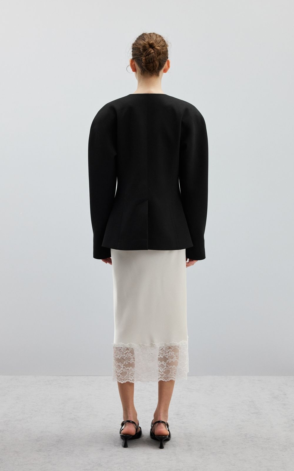 Satin Midi Skirt with Lace