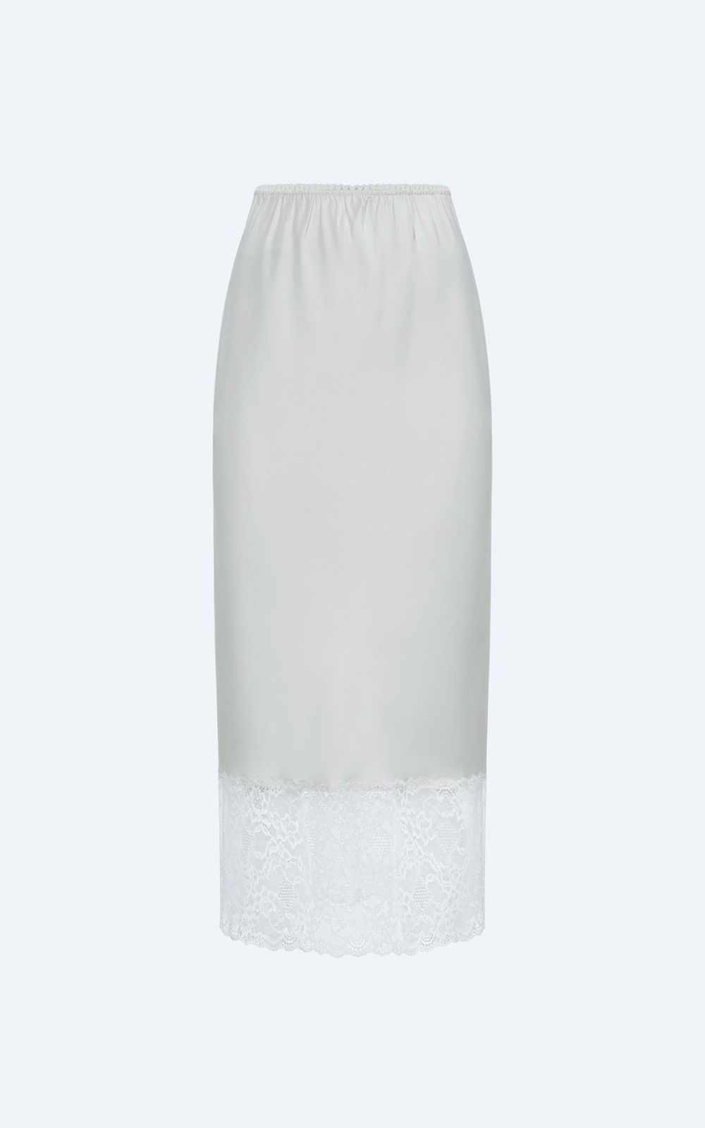 Satin Midi Skirt with Lace