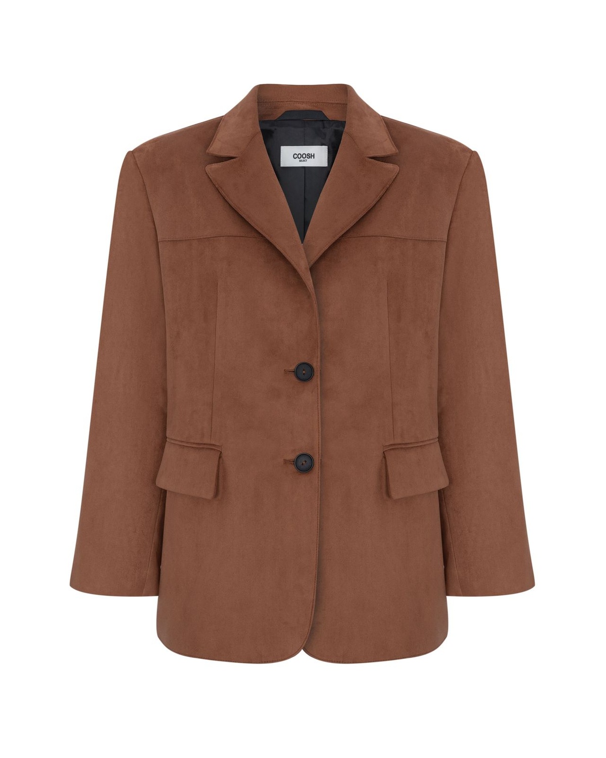 Premium Faux Suede Single-Breasted Blazer 