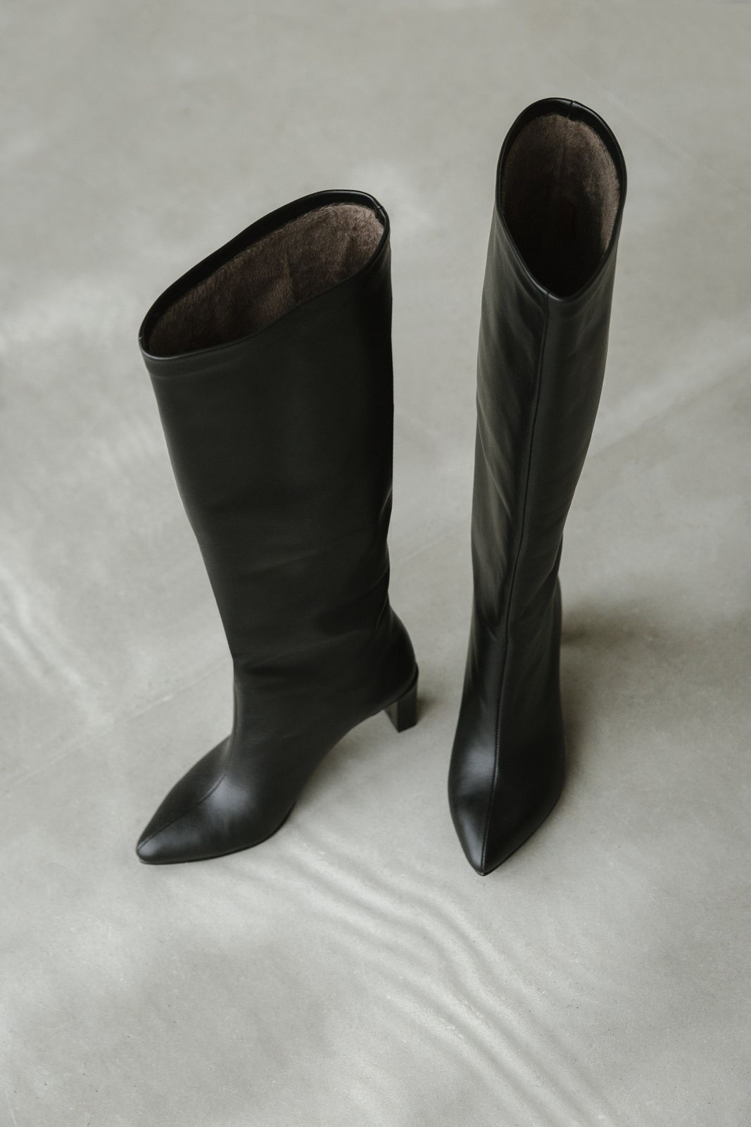 Knee High Heeled Leather Boots